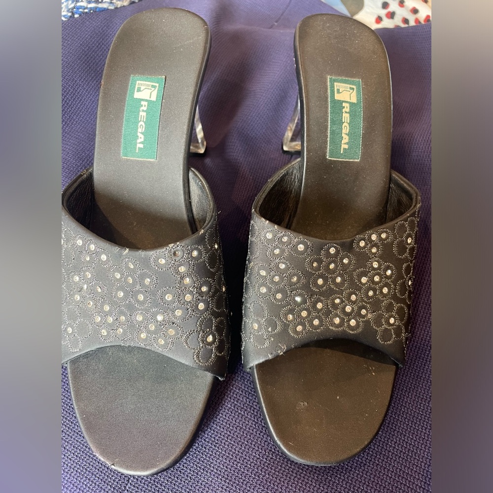 Regal slides with clear acrylic heel. Never worn.